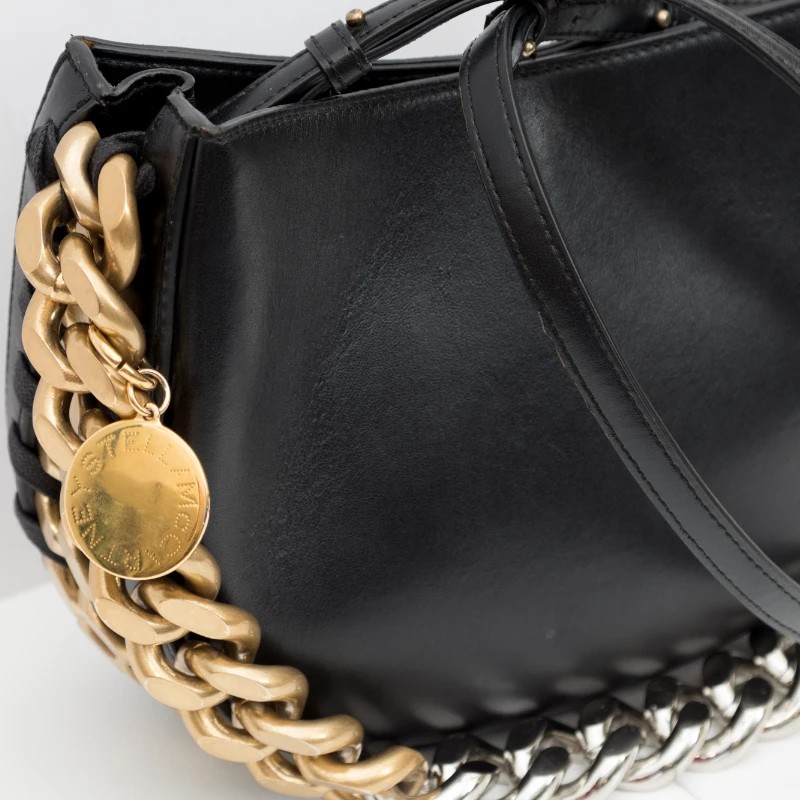Chloe Drew Small Black Leather Saddle Crossbody Bag - Gold
